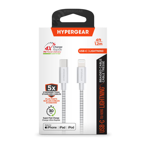 HyperGear 4 ft. 120cm USB-C to Lightning Braided Charge and Sync Cable 15818